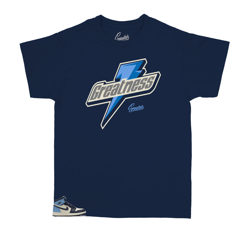 Kids - Retro 1 Uni Blue Obsidian Greatness Shirt