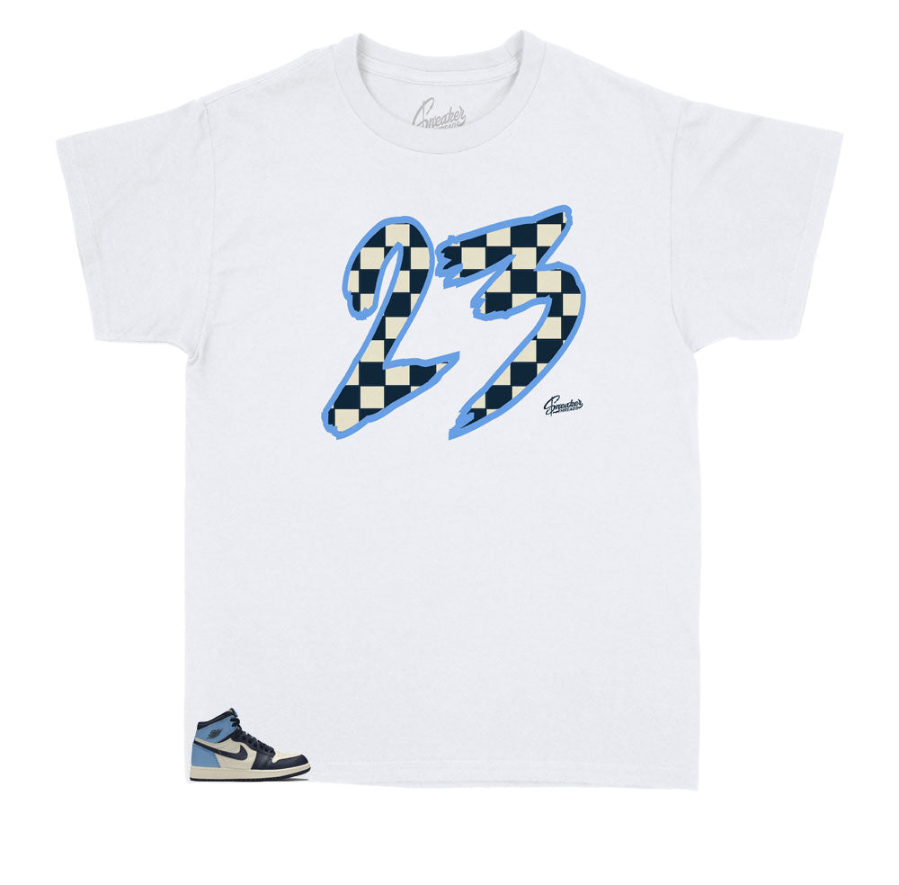 Kids - Retro 1 Uni Blue Obsidian Toro Checkered Shirt