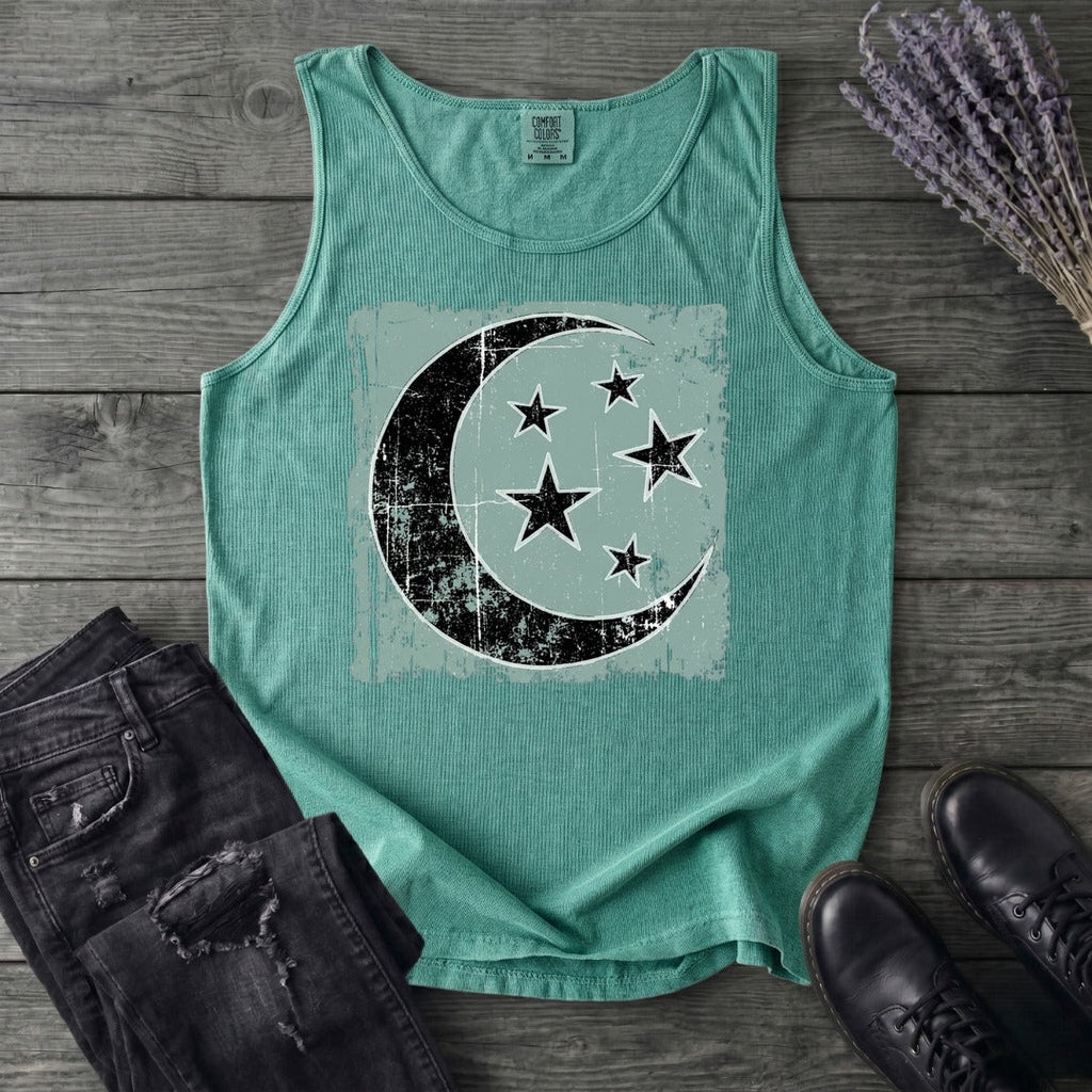 Grunge Moon Stars Tank Top