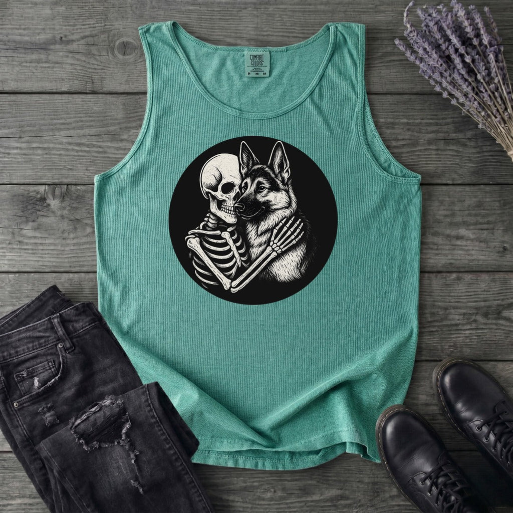 Skeleton German Shepherd Hug Tank Top