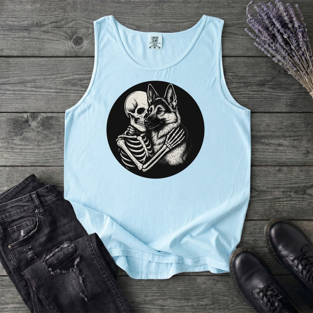 Skeleton German Shepherd Hug Tank Top