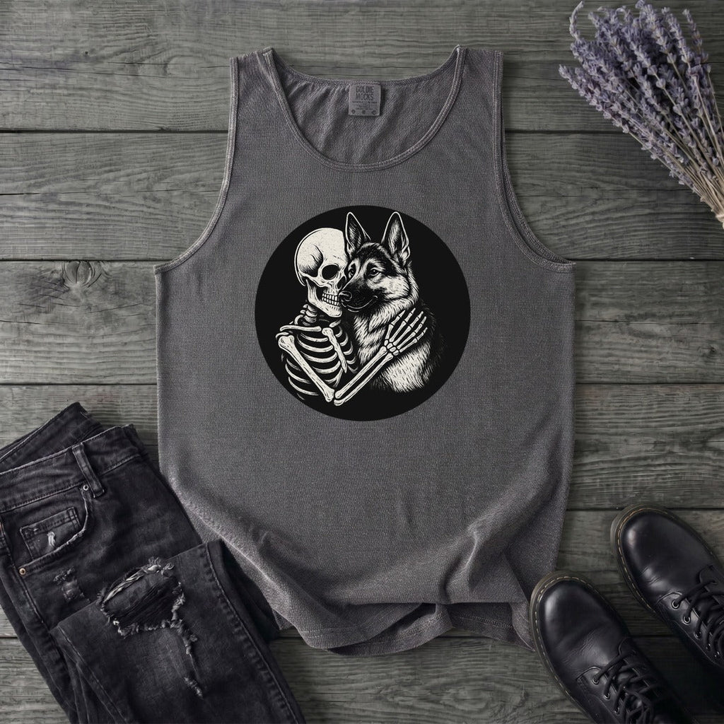 Skeleton German Shepherd Hug Tank Top