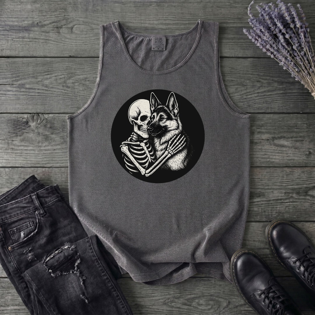 Skeleton German Shepherd Hug Tank Top