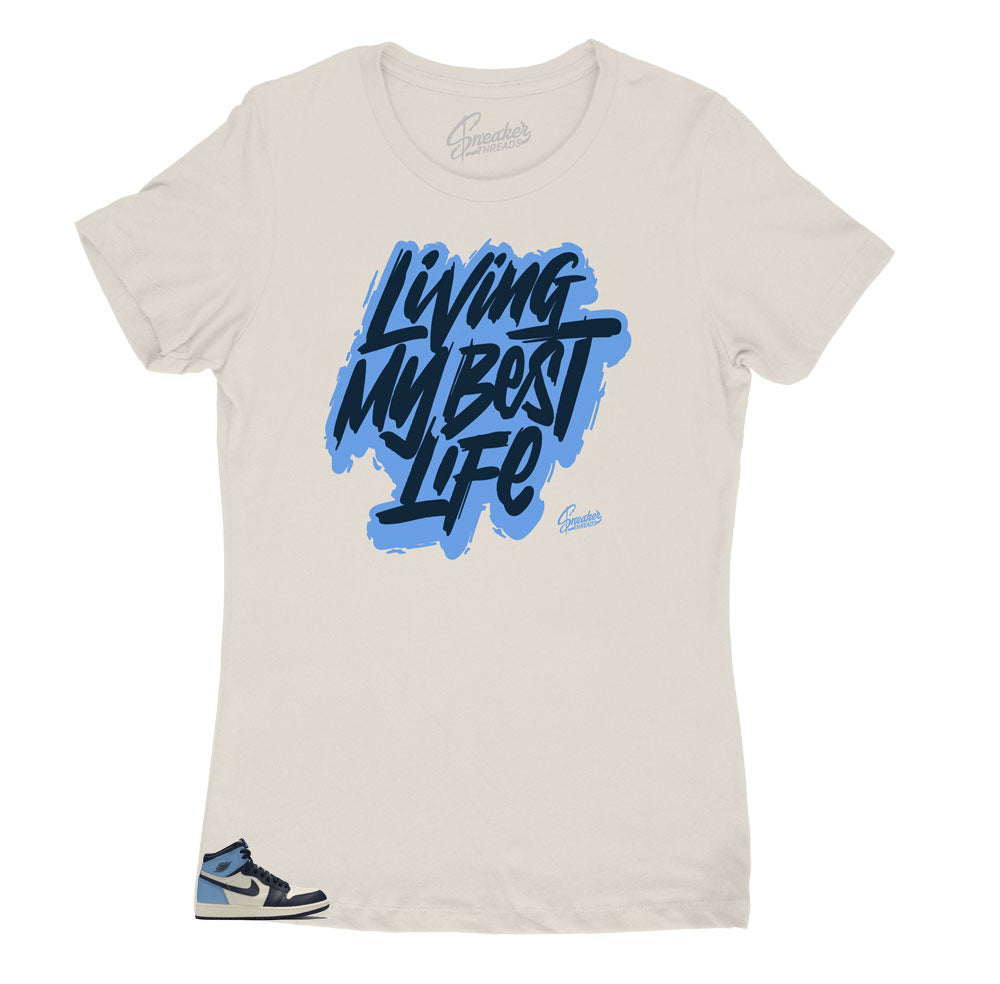 Womens - Retro 1 Uni Blue Obsidian Living Life Shirt