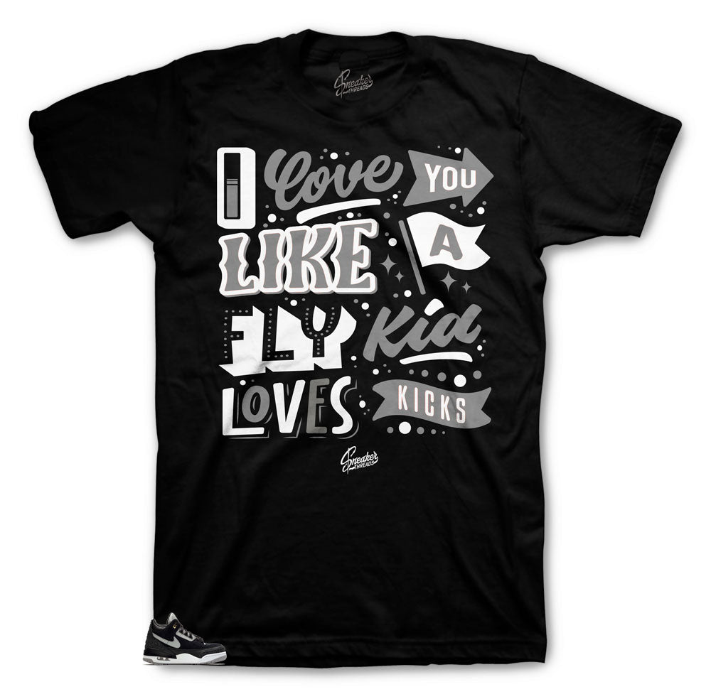 Retro 3 Tinker Black Cement Love Kicks Shirt