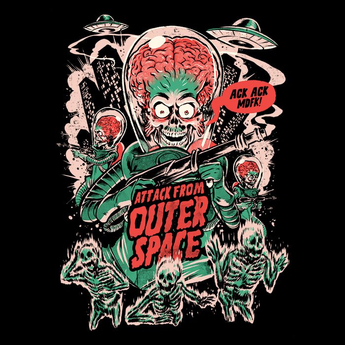 Attack From Outer Space - Shower Curtain