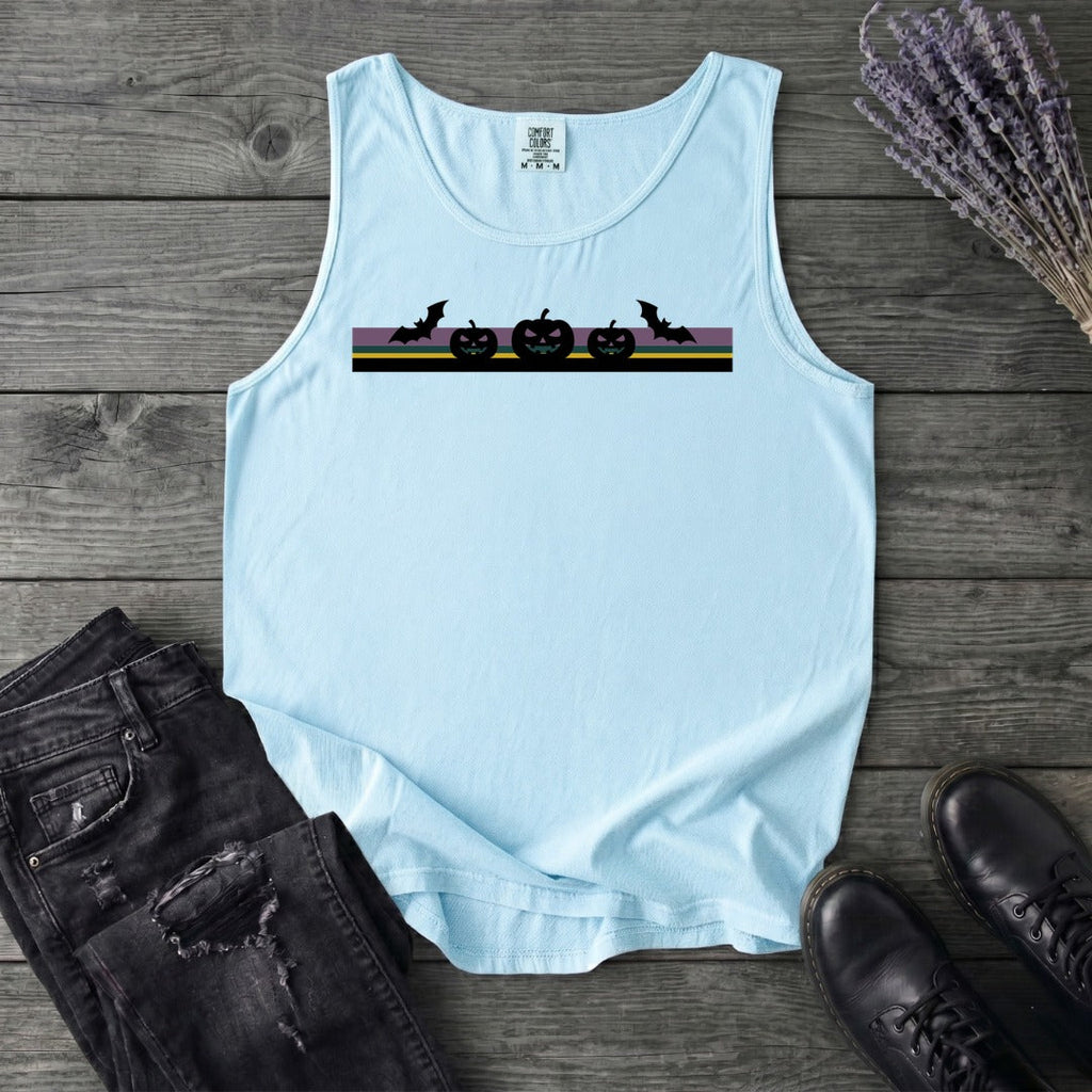 Bats Jack O Lantern Stripe Tank Top