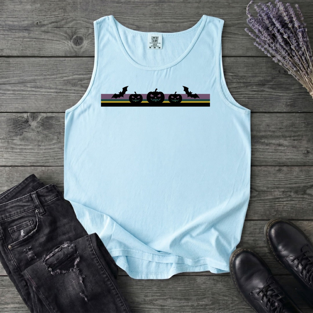 Bats Jack O Lantern Stripe Tank Top
