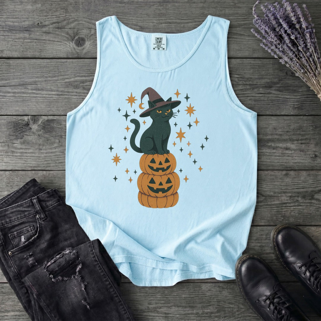 Stacked Cat and Pumpkins Tank Top