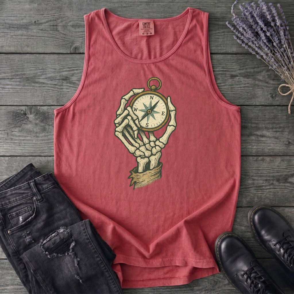 Nautical Compass Skeleton Hand Tank Top