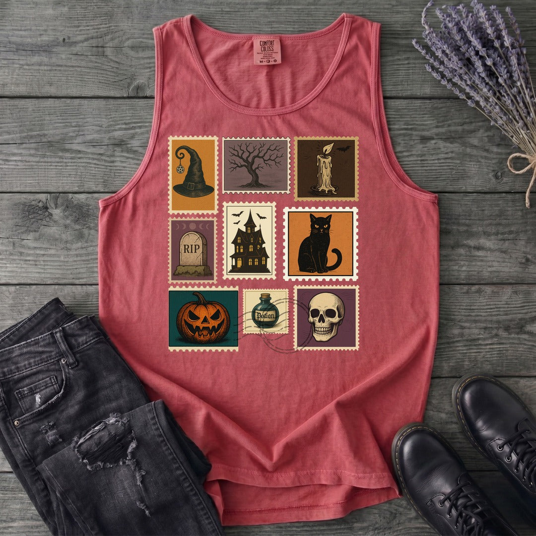 Halloween Stamps Collage Tank Top