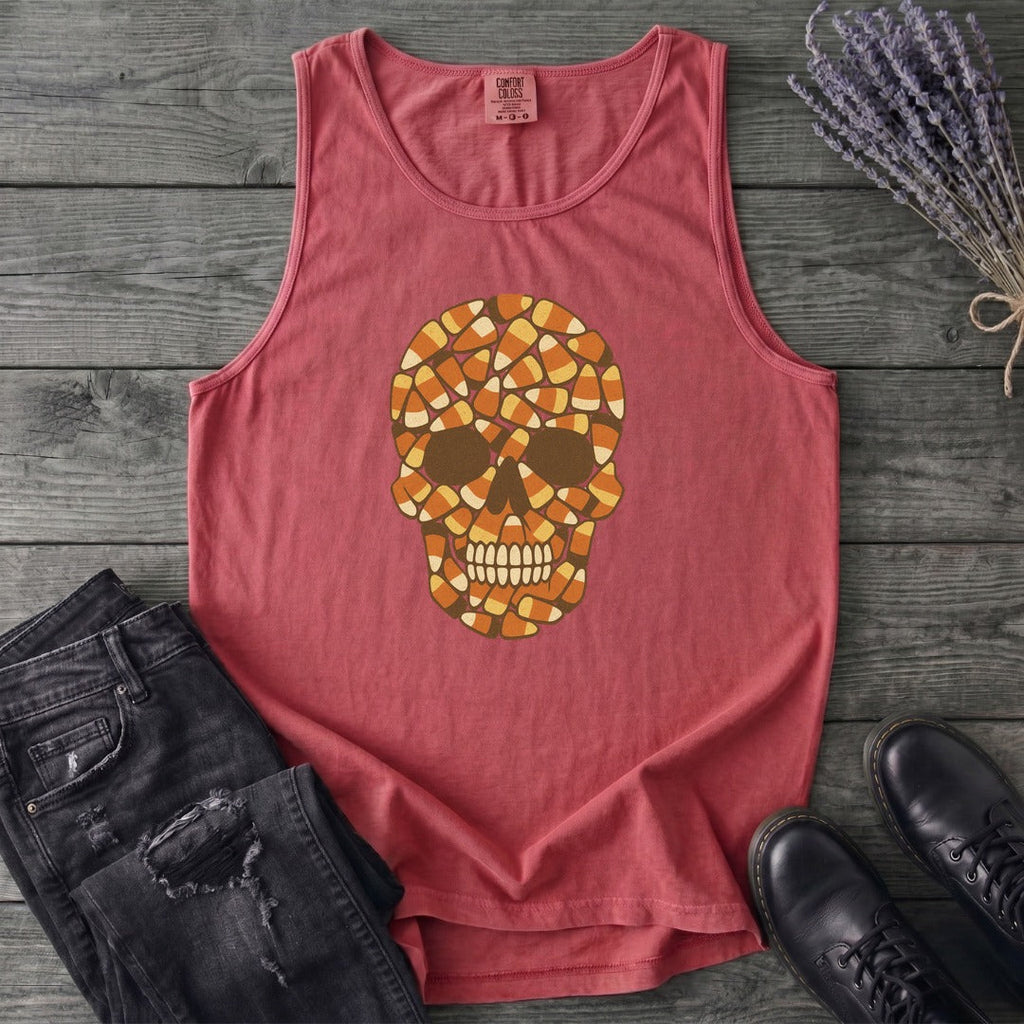 Candy Corn Skull Tank Top