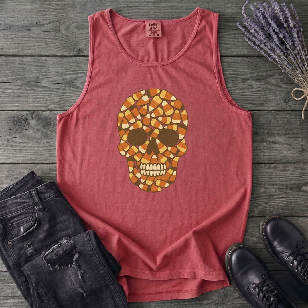 Candy Corn Skull Tank Top