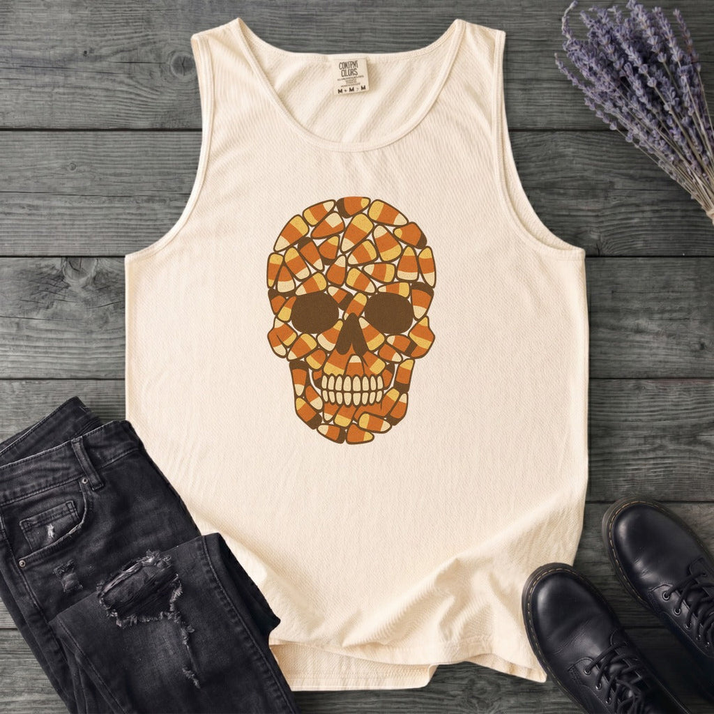 Candy Corn Skull Tank Top