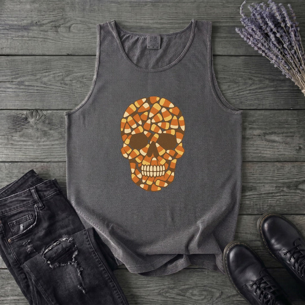 Candy Corn Skull Tank Top