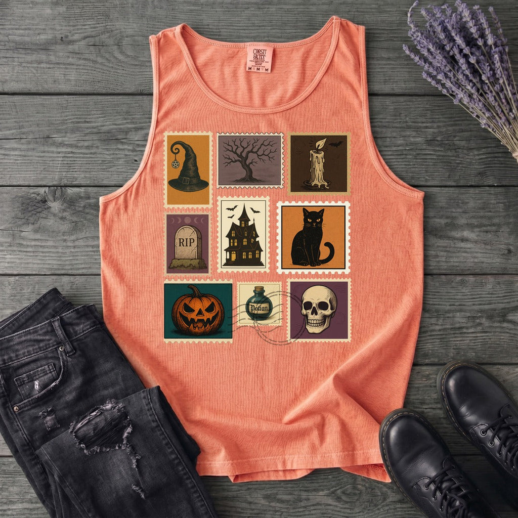 Halloween Stamps Collage Tank Top