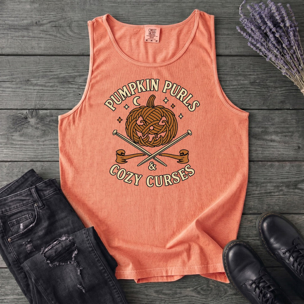 Pumpkin Purls And Cozy Curses Tank Top