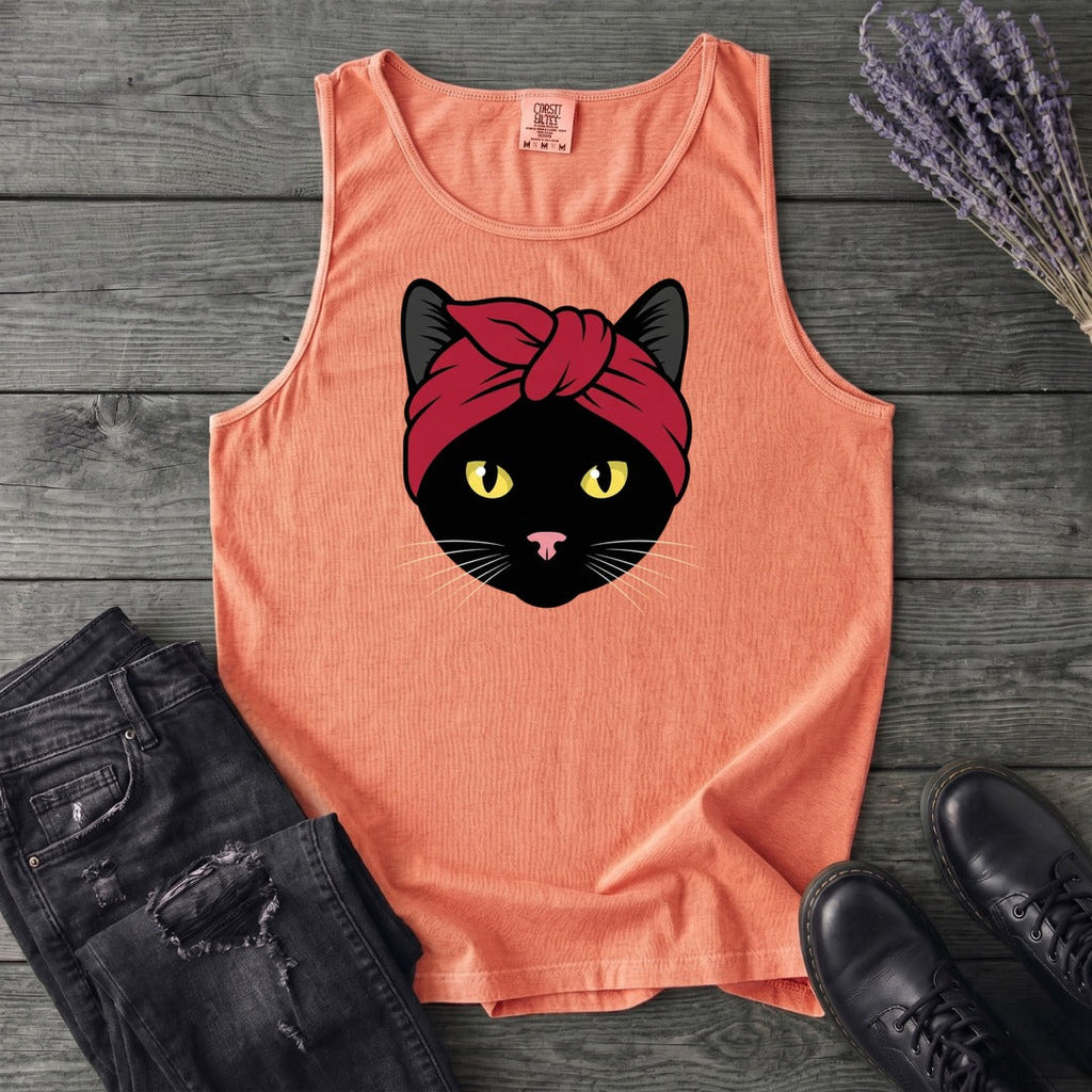 Black Cat Headband Tank Top