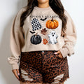 Spooky season checkered hat on sand hoodie, crewneck, long sleeve or tee