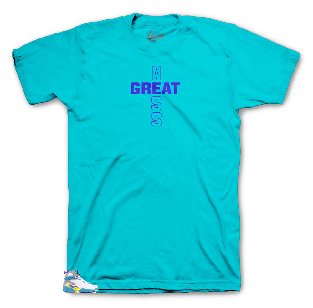 Retro 8 White Aqua Greatness Cross Shirt