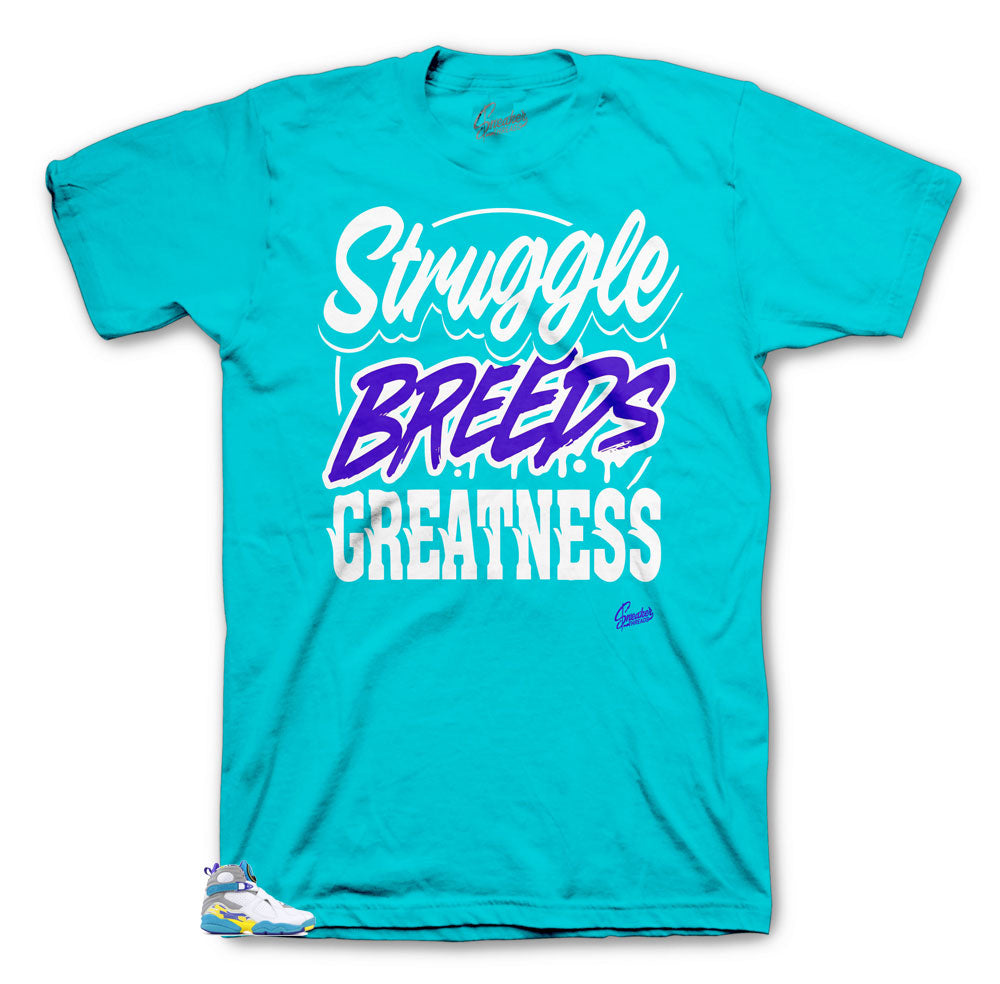 Retro 8 White Aqua Struggle Breeds Shirt