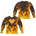 Superman Fire Logo (Front/Back Print) - Men's All-Over Print Long Sleeve