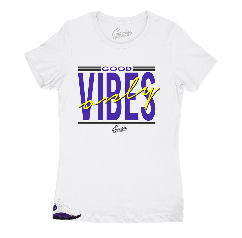 Womens - Retro 13 Court Purple Good Vibes Shirt