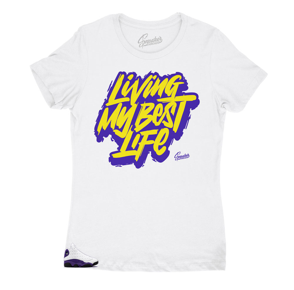 Womens - Retro 13 Court Purple Living Life Shirt