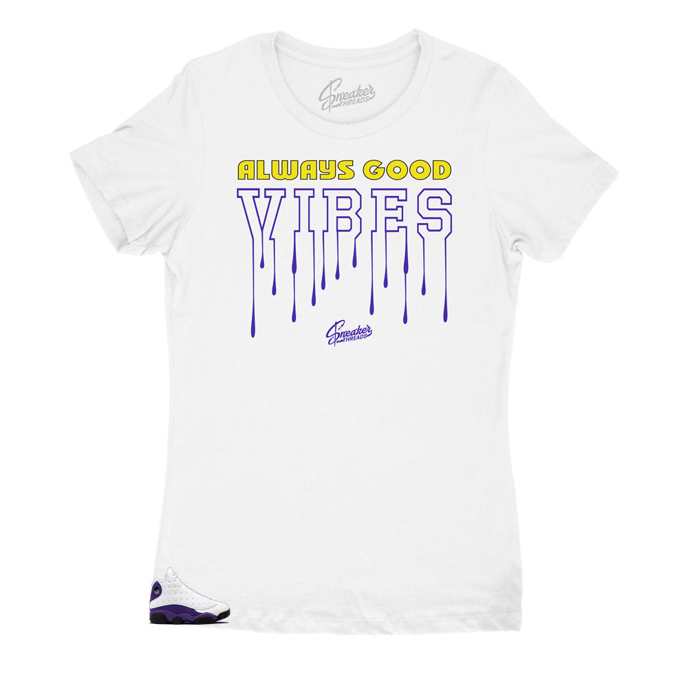 Womens - Retro 13 Court Purple Always Good Vibes Shirt