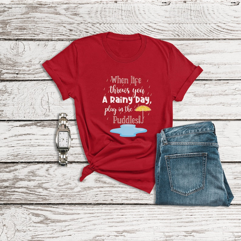Winnie the Pooh Shirt, When Life Throws You a Rainy Day Play in The Puddles Shirt, Piglet T-Shirt, Pooh Bear Shirt, Disney World Shirts