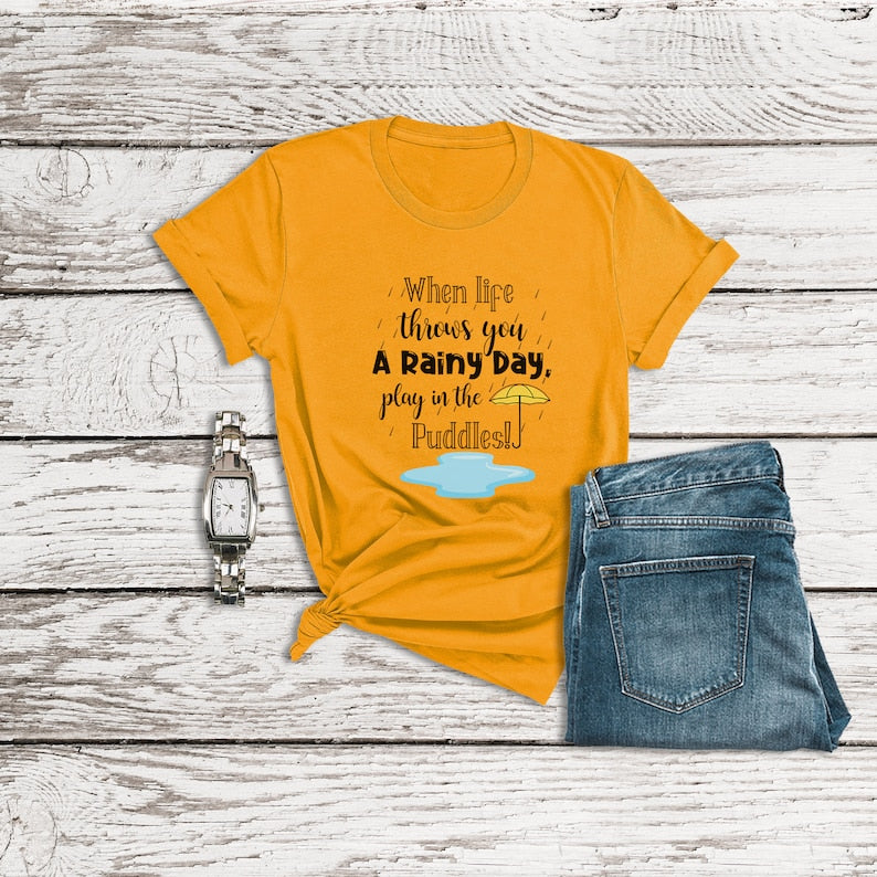 Winnie the Pooh Shirt, When Life Throws You a Rainy Day Play in The Puddles Shirt, Piglet T-Shirt, Pooh Bear Shirt, Disney World Shirts