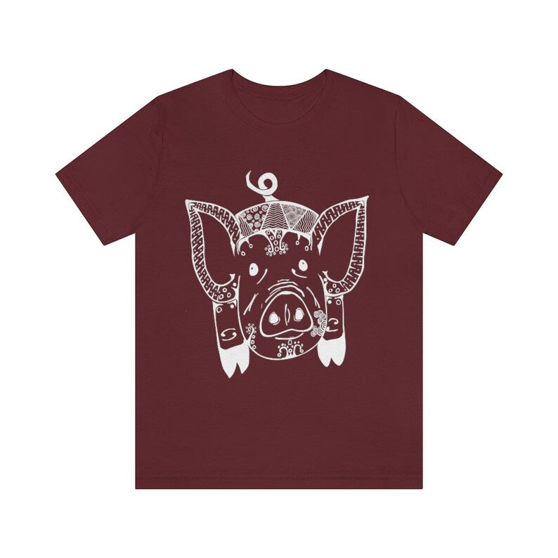 Pig Soft Cotton T-Shirt, Unisex Jersey Knit Tee, Women's Shirt, Men's Shirt, Zodiac, Boar, Animal Tee, Piglet Shirt, 100% Cotton Shirt