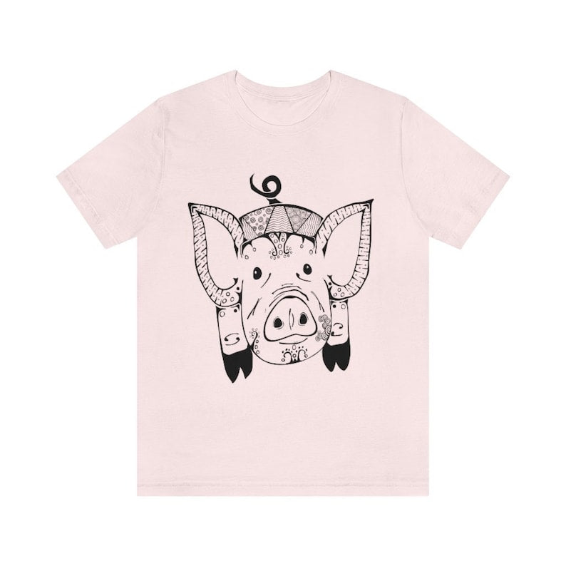 Pig Soft Cotton T-Shirt, Unisex Jersey Knit Tee, Women's Shirt, Men's Shirt, Zodiac, Boar, Animal Tee, Piglet Shirt, 100% Cotton Shirt