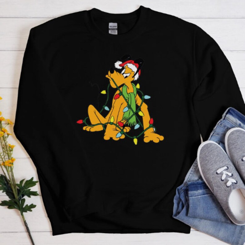 Disney Shirt-Disney Pluto Shirt-Christmas Pluto Shirt-Christmas Dog Shirt-Happy Pluto shirt-Santa Hat Tees-111