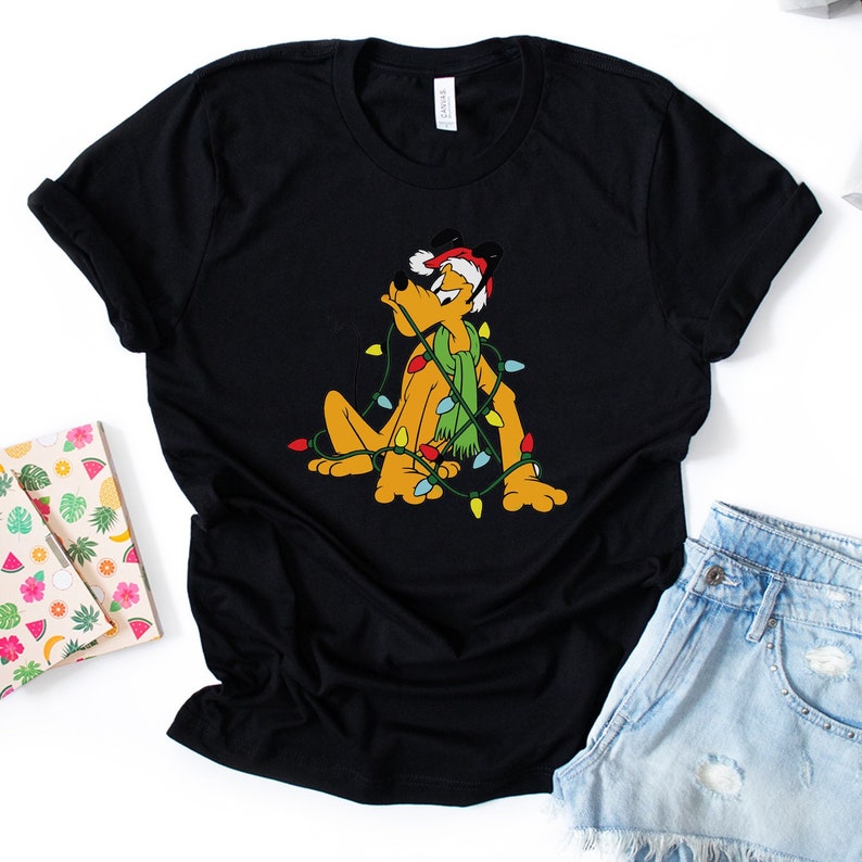 Disney Shirt-Disney Pluto Shirt-Christmas Pluto Shirt-Christmas Dog Shirt-Happy Pluto shirt-Santa Hat Tees-111