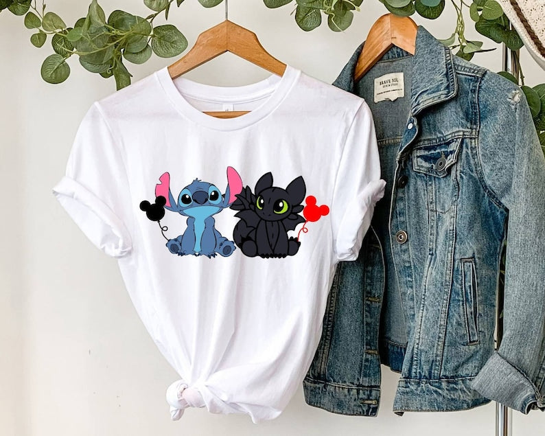 Stitch and Toothless Shirt, How To Train Your Dragon, Disney Cute Custom Shirt,  Lilo and Stitch, Disney Family Shirt, Disney Toodler Shirt