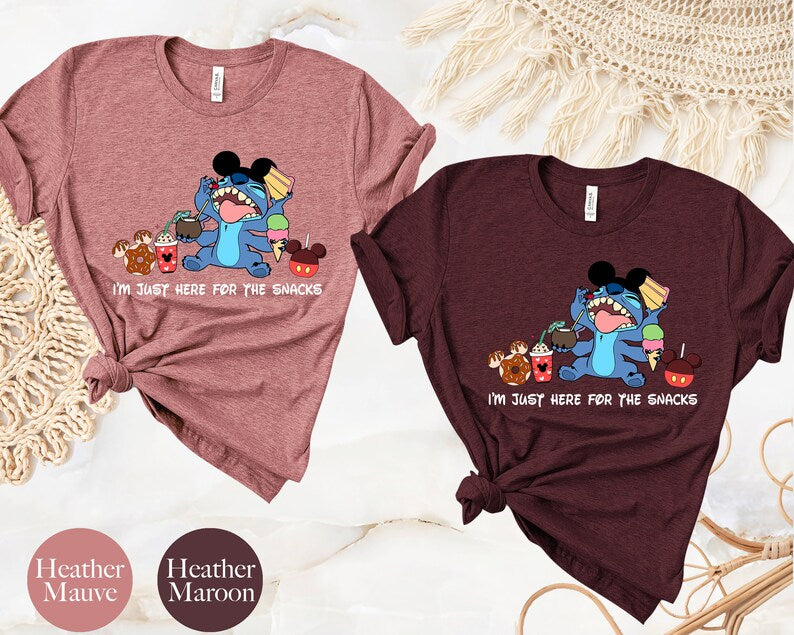 I'm Here For The Snacks, Disney Stitch Shirt, Lilo and Stitch Shirt, Ohana Shirt, Mickey Ears, Disney Family Trip Shirt, Disneyworld Tee