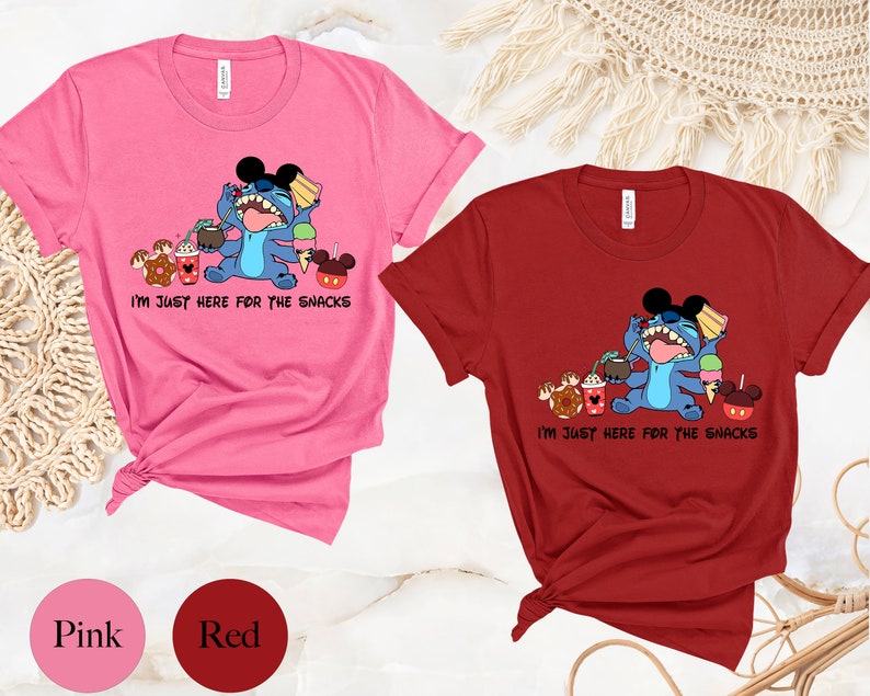 I'm Here For The Snacks, Disney Stitch Shirt, Lilo and Stitch Shirt, Ohana Shirt, Mickey Ears, Disney Family Trip Shirt, Disneyworld Tee