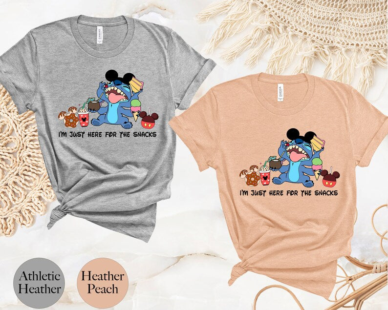 I'm Here For The Snacks, Disney Stitch Shirt, Lilo and Stitch Shirt, Ohana Shirt, Mickey Ears, Disney Family Trip Shirt, Disneyworld Tee