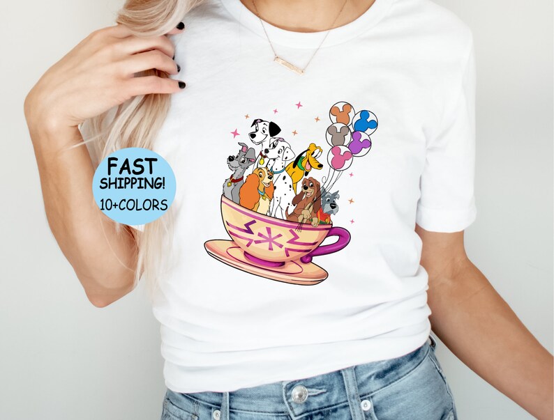 Disney Tea Cup Dog Shirt, Disney Dog and Friends Balloons Sweatshirt, Disney Trip Hoodie, Disney Family Vacation Shirt, Dog Character Shirt