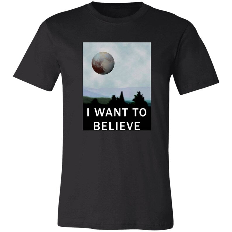 Funny Pluto Shirt | Pluto Planet | Solar System Gift | Science Gift | I Believe in Pluto - Unisex Softstyle Tee