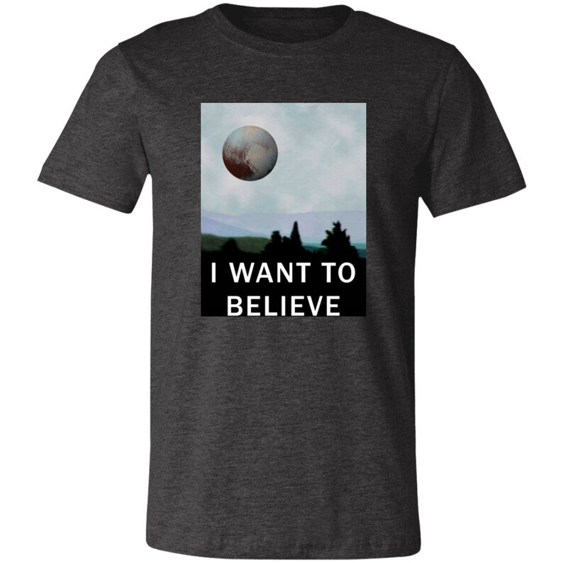 Funny Pluto Shirt | Pluto Planet | Solar System Gift | Science Gift | I Believe in Pluto - Unisex Softstyle Tee