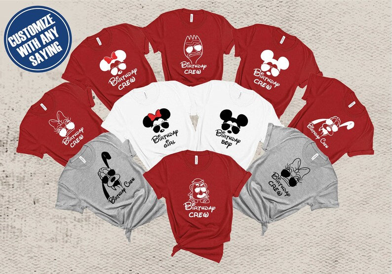 Costomizable Disney Mickey and Friends Birthday Shirt, Potato Head Pluto Forky and Daisy Birthday Crew Matching Shirt, Disney Characters Tee