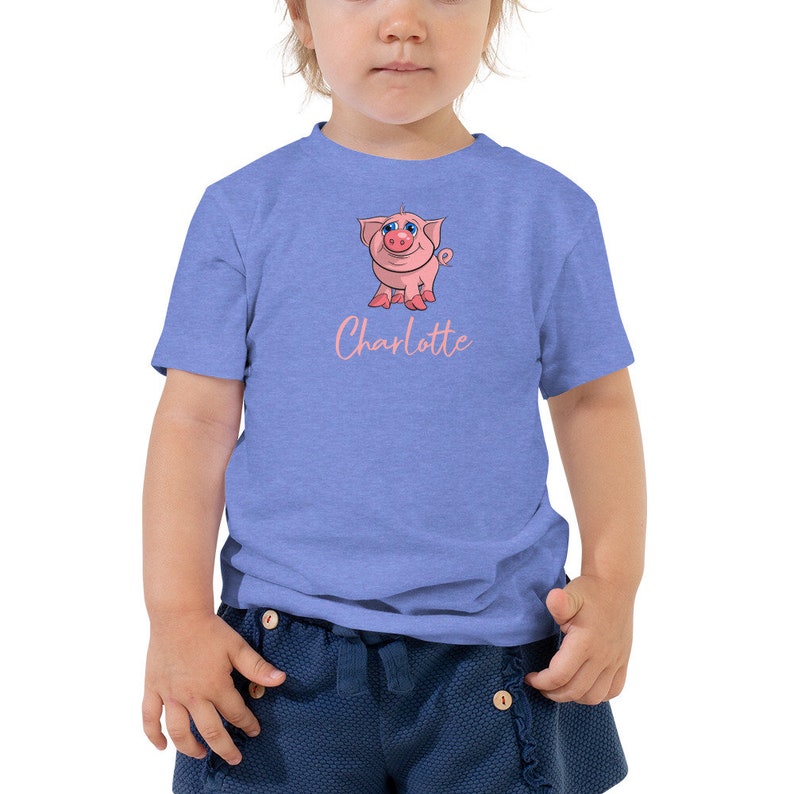 Cute Piglet Personalised Kids T-shirt | Custom Toddler Tee with a Pink Piggy | Personalised Name Birthday Gift for Boys and Girls