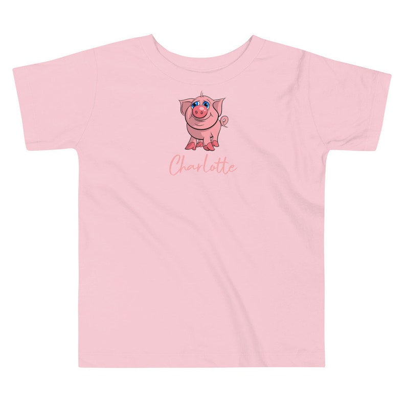 Cute Piglet Personalised Kids T-shirt | Custom Toddler Tee with a Pink Piggy | Personalised Name Birthday Gift for Boys and Girls