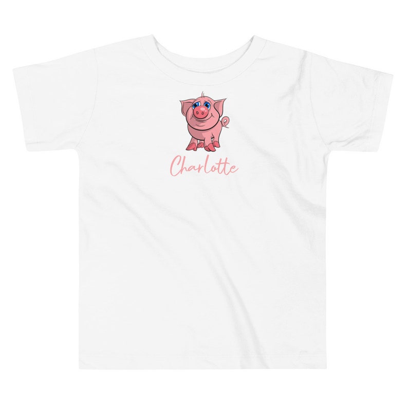 Cute Piglet Personalised Kids T-shirt | Custom Toddler Tee with a Pink Piggy | Personalised Name Birthday Gift for Boys and Girls