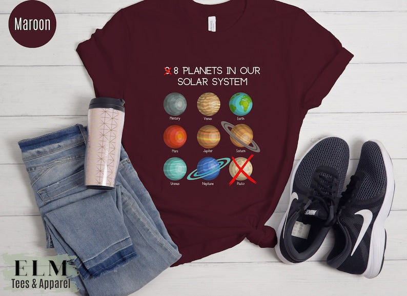 Never Forget Pluto T-Shirt, Science Teacher Gift, Unisex Outer Space Tee