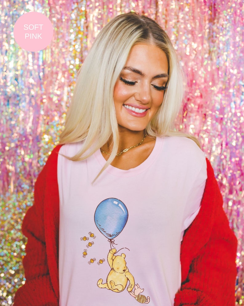 Winnie the Pooh Bella Canvas T-Shirt. Cute Classic Pooh Piglet Balloon Comfy Graphic Tee Aesthetic Classic Shirt