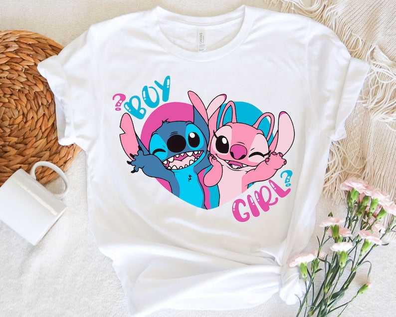 Disney Stitch Angel Gender Reveal Shirt, Keeper Of The Gender Shirt, Disney Theme Gender Reveal Party, Disney Ohana Shirt, Cute Stitch Shirt