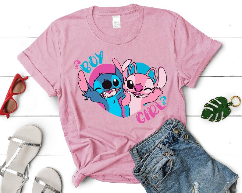 Disney Stitch Angel Gender Reveal Shirt, Keeper Of The Gender Shirt, Disney Theme Gender Reveal Party, Disney Ohana Shirt, Cute Stitch Shirt